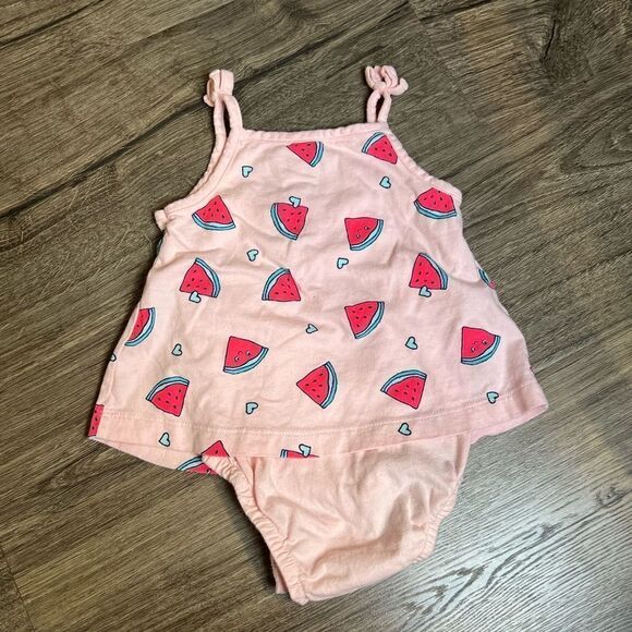 CARTER'S Baby Girls Cotton Watermelon Sunsuit 9 months - Picture 4 of 7